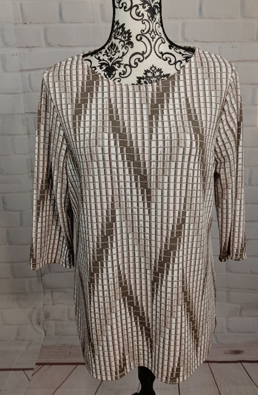 Chico's easywear women's long sleeve geometric print popover top size 2 NWT b17a